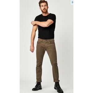 Mavi Jeans Zach Straight Leg Pants in Morel Satin Twill‎ Cotton Blend, 34 x 30